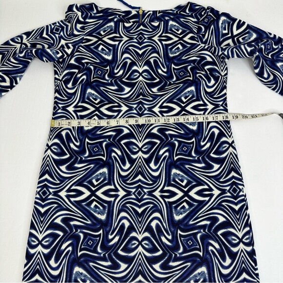 Taylor Women's NWT Blue Geometric 3/4‎ Sleeve Business Career Shift Dress 6/C38 - Picture 10 of 13